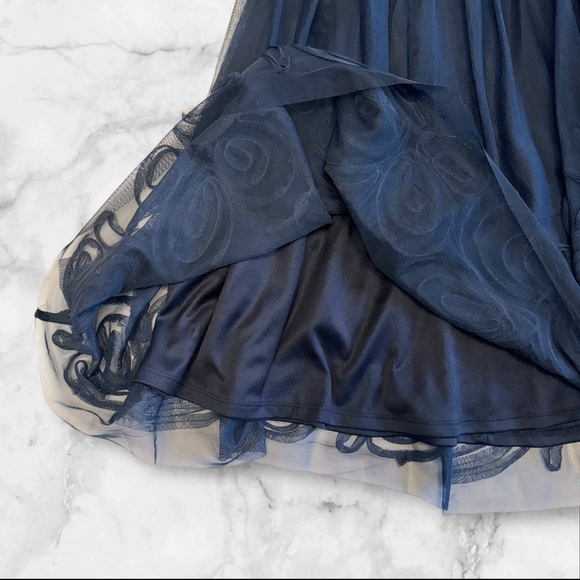 DB STUDIO Cocktail Dress Women’s Small 4/6 Navy Blue Sweetheart Sheer Illusion - Picture 6 of 15